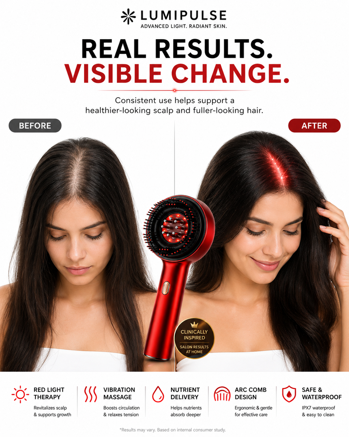 Lumipulse™ Red Light Scalp Therapy Comb for Healthier, Stronger Hair